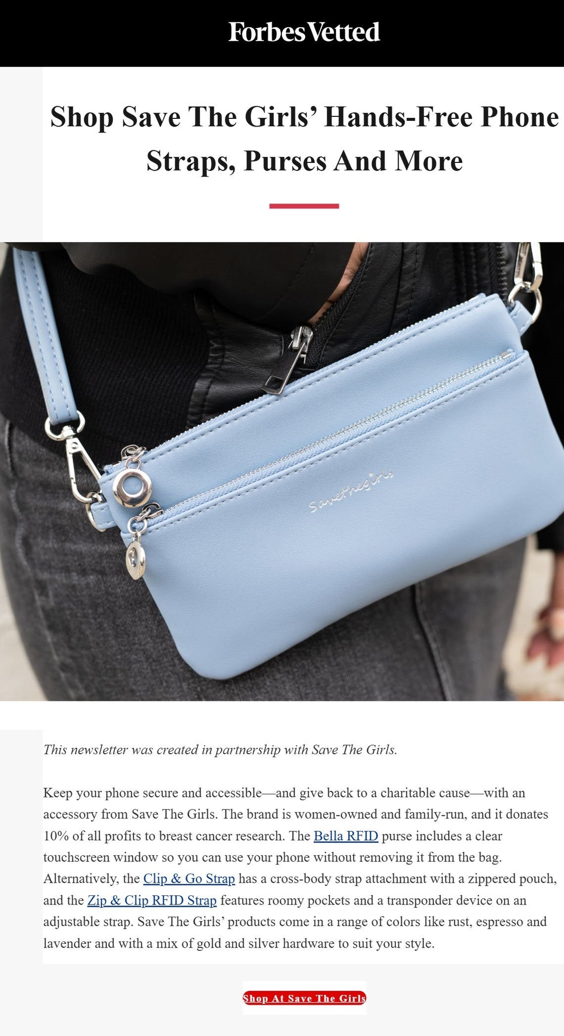 Save The Girls Featured in Forbes Vetted: Hands-Free Phone Straps & Purses