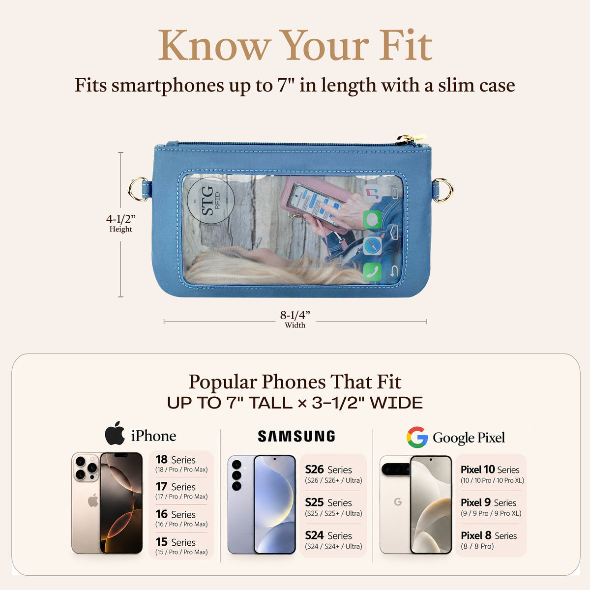 Active Catchy Clutch RFID Touch Screen Purse, crossbody phone purse, phone holder purse, crossbody wallet and phone purse