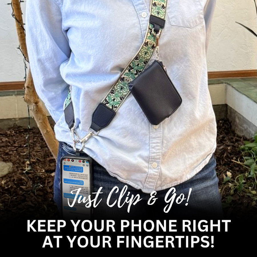 Clip & Go Strap w/RFID Pouch Brocade Pattern