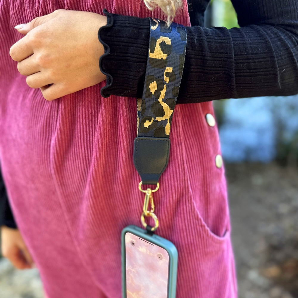 Clip & Go Crossbody Phone Strap with Pouch - Leopard Collection