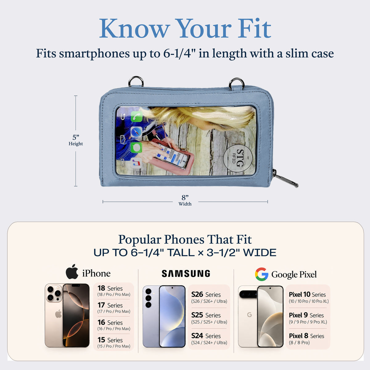 Captiva RFID Touch Screen Purse, crossbody phone purse, crossbody phone bag, crossbody wallet and phone purse