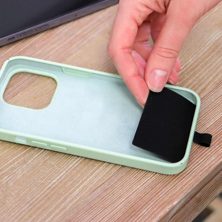 The first step of the Clip & Go is to put the card in the back of your phone case. 