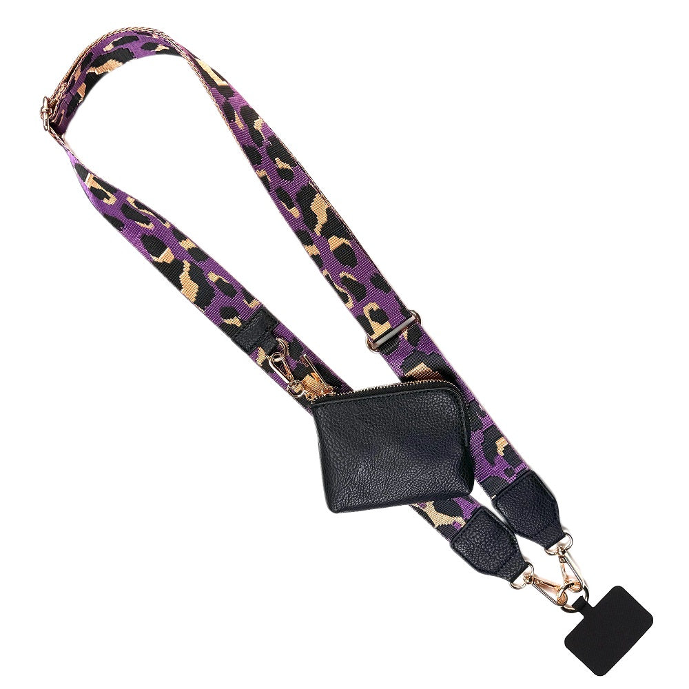 Clip & Go Leopard Strap - Purple/Black/Gold w/RFID Pouch