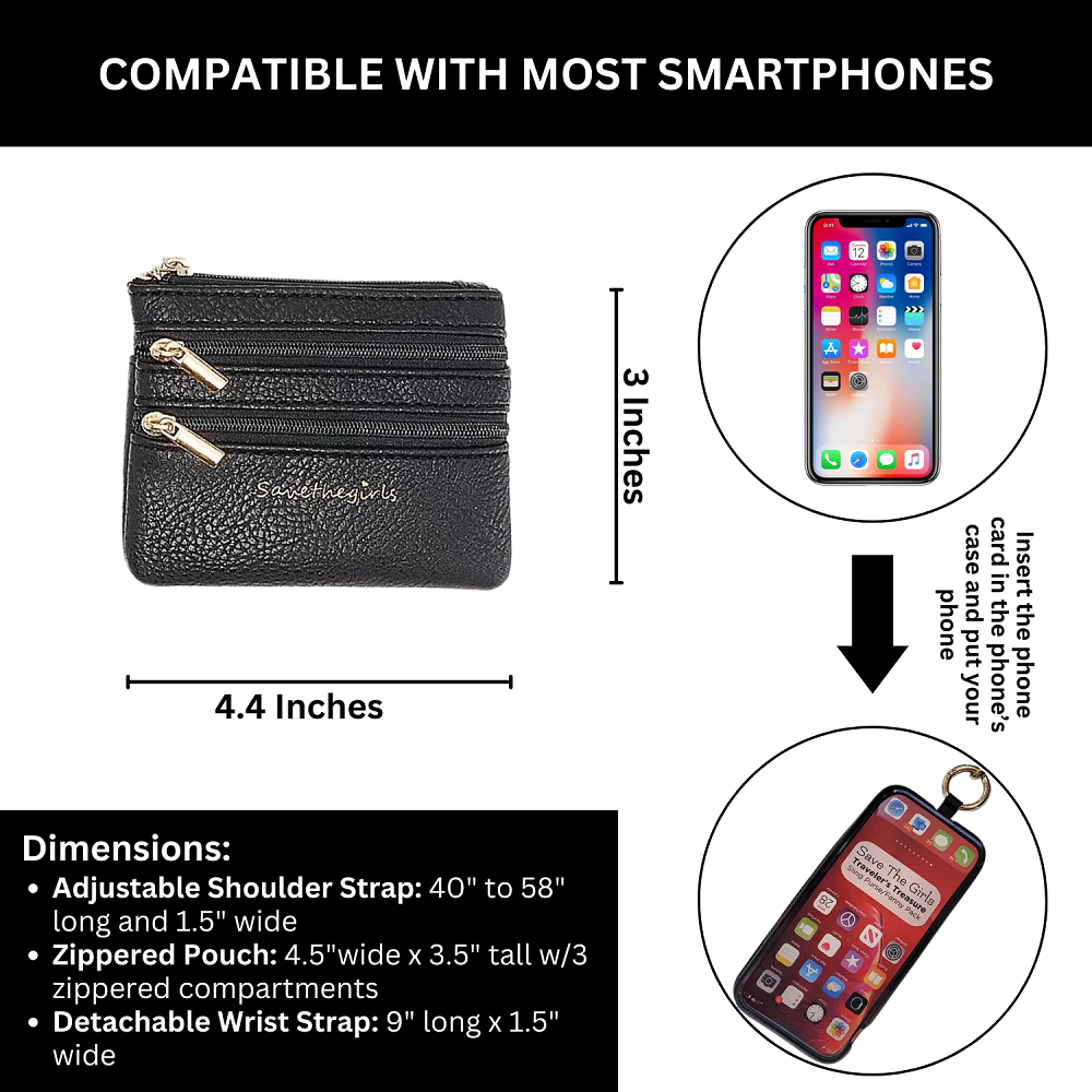 Sufeasdf Phone Strap With Zippered Pouch Clip And