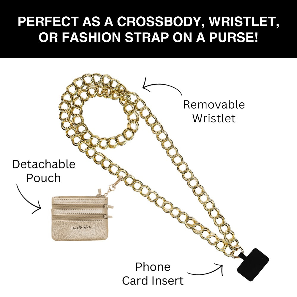 Clip & Go Crossbody Double Link Chain w/Pouch – SaveTheGirls