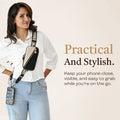 Nova Zip & Clip RFID Strap with phone on hinged ring, phone pouch crossbody, phone lanyard crossbody, crossbody phone bag