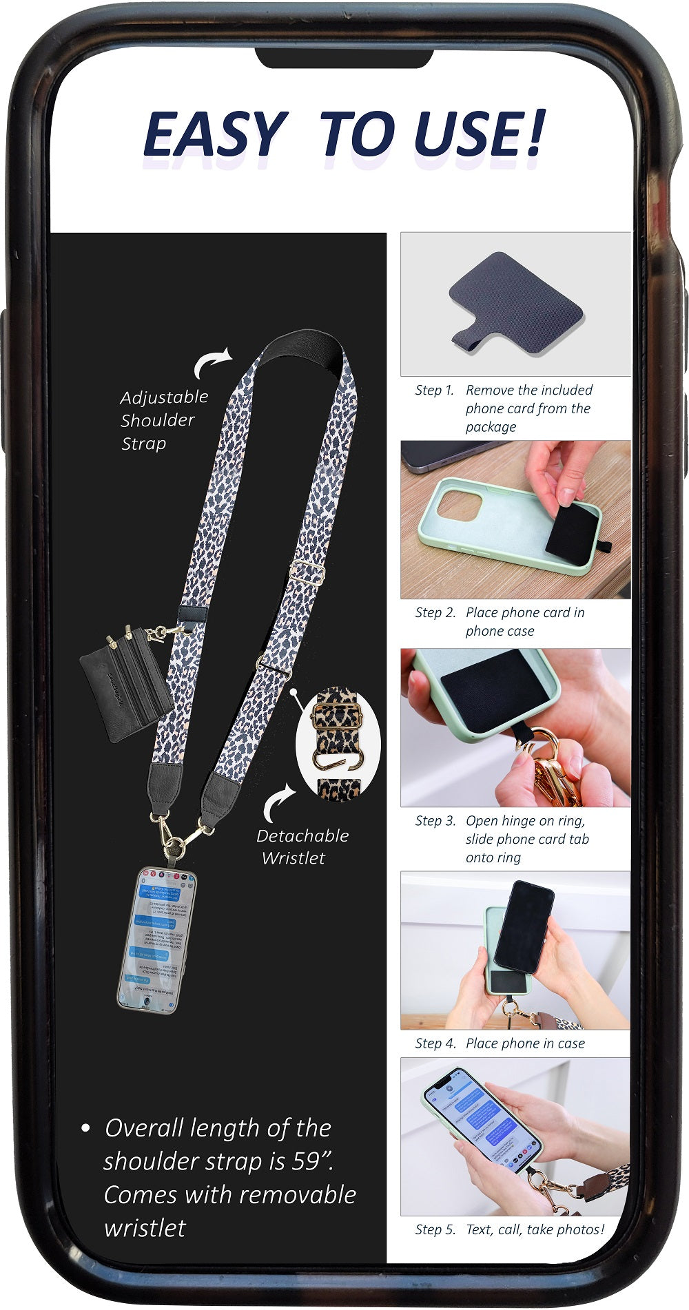 Cell Phone Lanyard Crossbody,Adjustable Cell Phone Strap With Wristlet,Clip And Go Strap For Phone With Wallet
