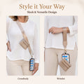Clip & Go Strap with Pouch Neutral Collection worn crossbody and as wristlet, phone strap with pouch, cell phone strap, phone crossbody strap