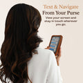 Texting through the Swing Along Touch Screen Purse window, phone pouch crossbody, phone crossbody bag, crossbody phone wallet