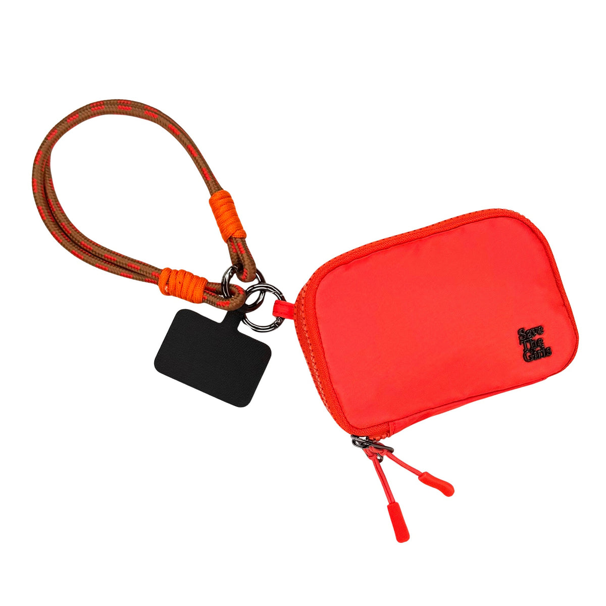 Active Wristlet Twin Rope with RFID Double Pouch in Brown and Orange, phone wristlet strap, wrist strap for phone, phone wristlet