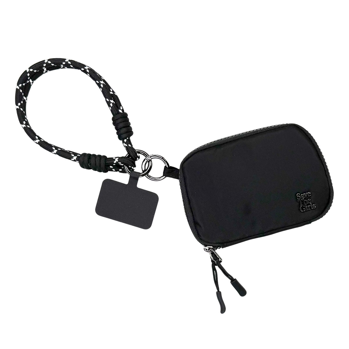 Active Wristlet Twin Rope with RFID Double Pouch in Black, RFID pouch, wrist strap for phone, wristlet wallet for phone