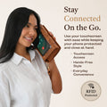 Taking a call with the Vista Vail RFID Touch Screen Purse, phone crossbody bag, cell phone purse, RFID purse