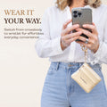 Clip & Go Ice Chain with Pouch worn as wristlet with phone, phone lanyard, chain phone strap, crossbody phone chain