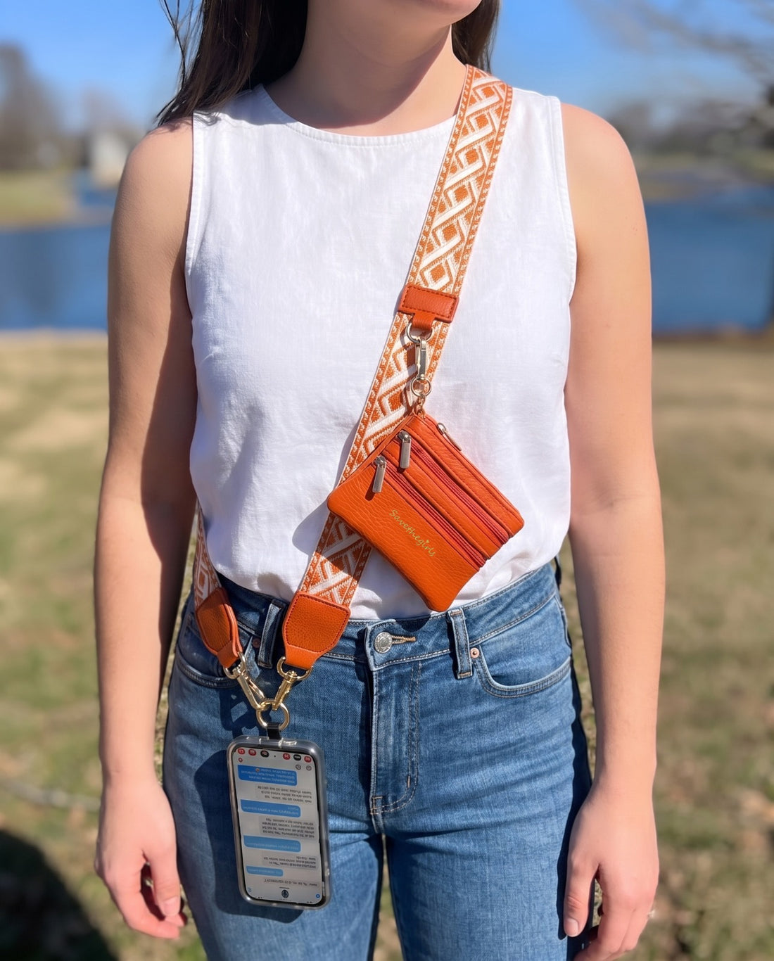 Clip & Go Strap w/Zippered Pouch Orange XOXO