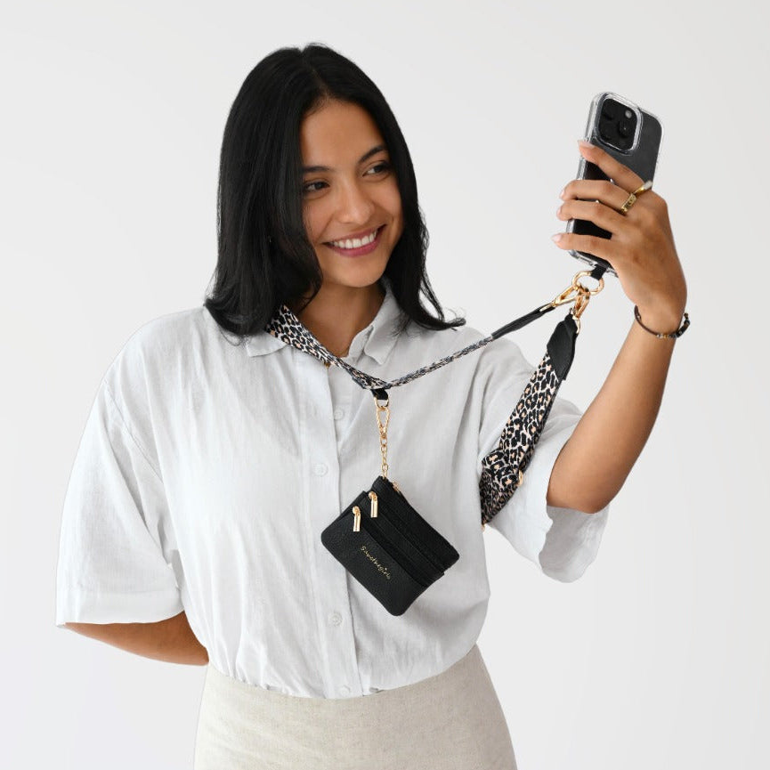 Clip & Go Strap with Zippered Pouch for phone, cards, cash, and essentials