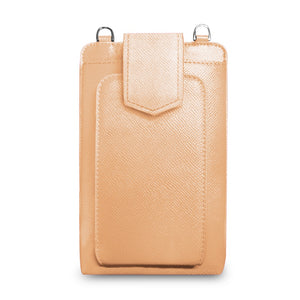 This tan Boca purse is an organizational delight. Comes with credit card pockets and an ideal ID spot that it easy to see. the crossbody strap is fully adjustable and comes with an extra pouch on the strap for smaller necessities!